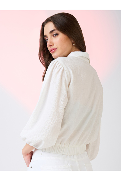 Globus By Styli White Textured Shirt with Utility Pockets