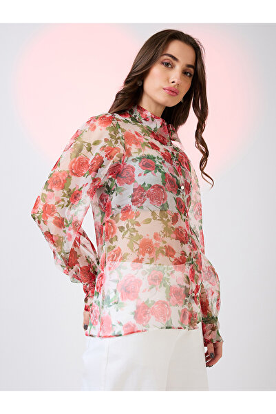 Globus By Styli Multi Floral Print Organza Shirt