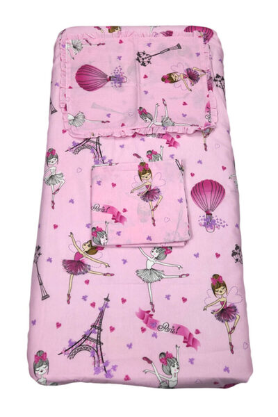 fantasialand 3-Piece Cotton Bedding Set for Crib, Ballerinas