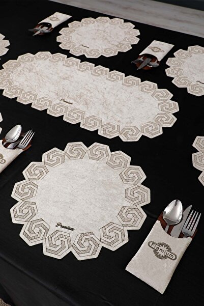 Bayrakkızoğlu tekstil 6 Kişilik 13 parça Kadife amerikan servis takımı yemekt...