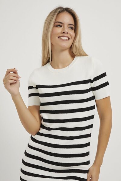 Arma Life Γυναικείο μίνι φόρεμα με κοντό μανίκι με ρίγες