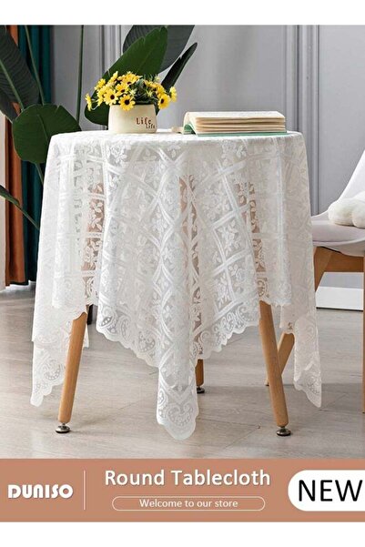 fun zone DUNISO Round Tablecloth White Lace Table Cloth
