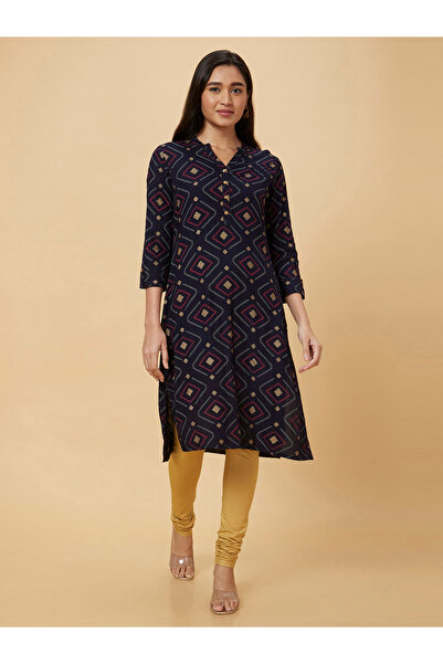 Globus By Styli Women Blue Printed Straight Kurta