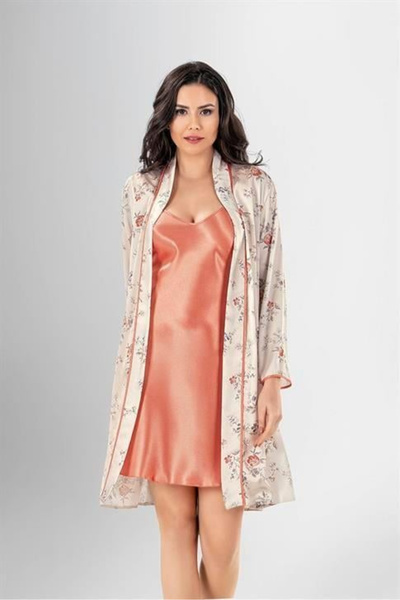 Loriva 2-Piece Short Dressing Gown Set Patterned 1962