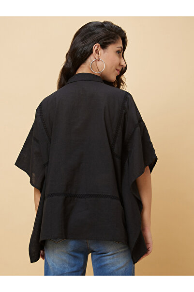 Globus By Styli Black Asymmetric Hem Kaftan Tunic