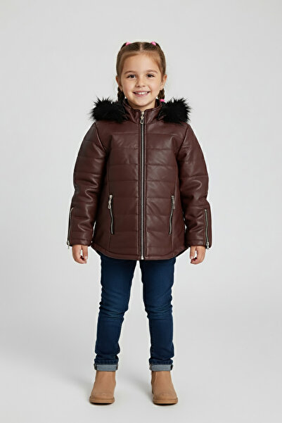 Go Veform palton puf cu glugă din blană, umplut cu fibre în interior