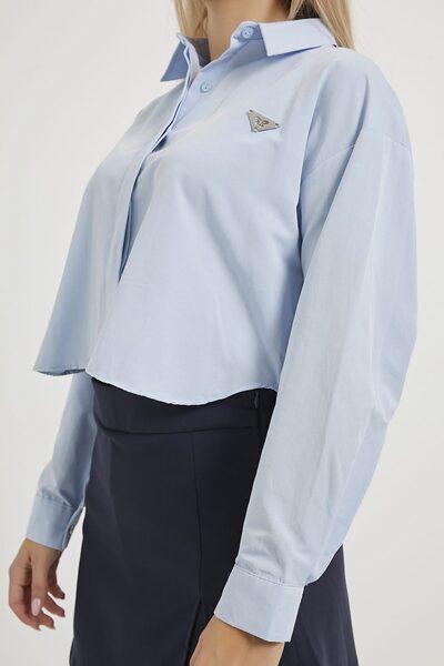 Arma Life Cămașă crop albastră cu mânecă lungă pentru femei cu accesorii