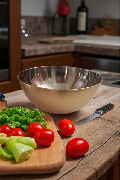 IKEA Blanda Blank Metal Servis Kabı 20 cm Yaldızlı Gld