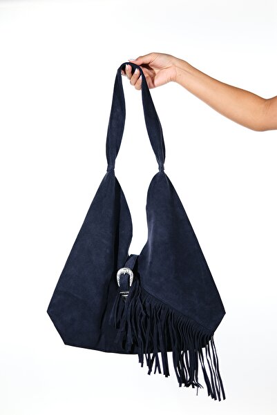 LuviShoes ROSALIN Синя натуральна шкіра замша жіноча сумка через плече