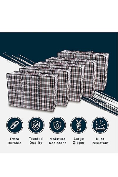 DOMEET عبوة من 4 أكياس غسيل متينة للتخزين - أكياس كبيرة للنقل/التسوق مزودة بسحاب ومقابض - إعادة