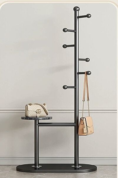 Un Modern Black Coat Rack and Rack with Multi-Purpose Shelves