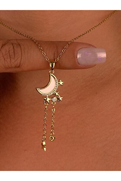 Furtek Aksesuar Gold Hilal Kuyruklu Yıldız Minimal Çelik Kolye Zarif İnce Zin...