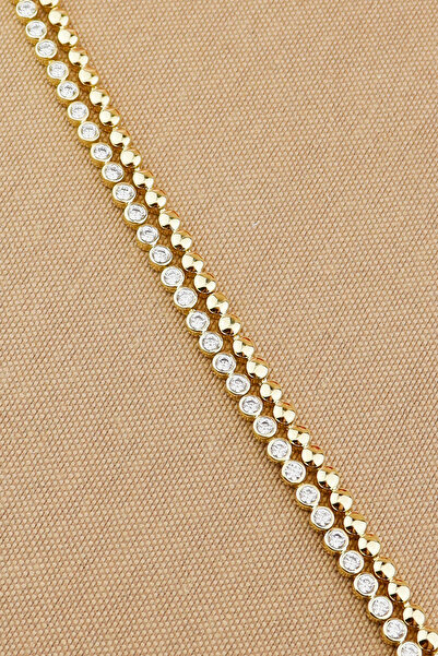 Bymiel سوار سلسلة دوريكا من حجر الزركون مكون من قطعتين من ماركة Xuping Vip، لون ذهبي، مقاوم للتشوه، 17+2 سم