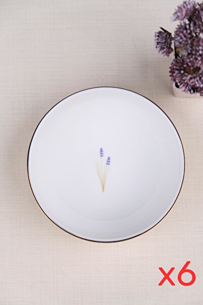 tabakevi Tabak Evi Porselen Natura Lavanta Altın Yaldız Kase 13,50cm 6 lı