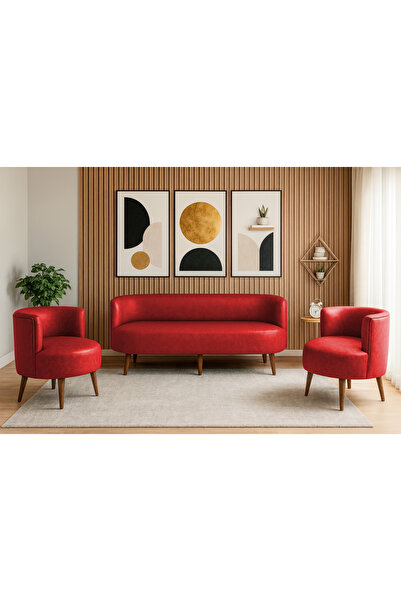 Azra Mobilya Sydney Koltuk Takımı 3+1+1 | Dekoratif Modern Deri Koltuk Seti |...