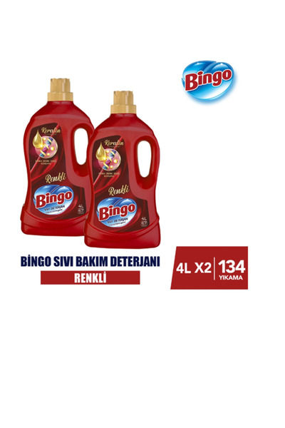 Bingo Renkli Sıvı Bakım Çamaşır Deterjanı 4 lt 2'li