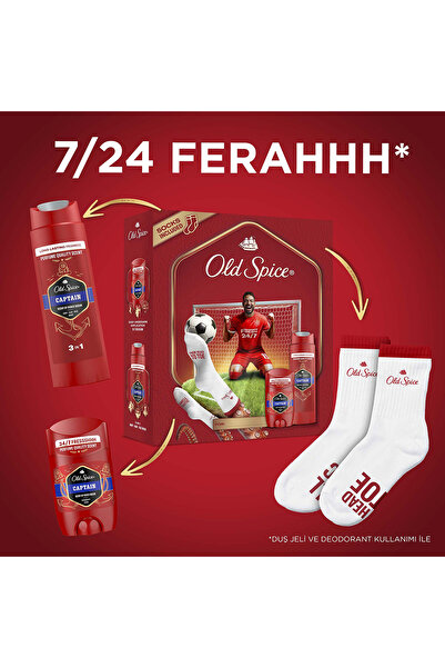 Old Spice Footballer Giftset (Captain Deo Stick 50 ml, DuşJeli 250 ml ve Çorap)