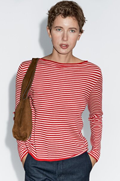 Massimo Dutti Çizgili uzun kollu triko kazak