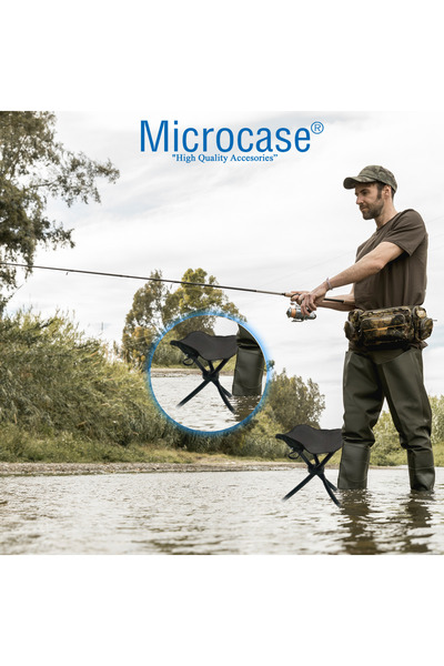 Microcase Çok Amaçlı Katlanabilir Seyahat Kamp Balıkçı Metro Metrobüs Tramvay için Tabure 34 cm 1 Adet AL5337