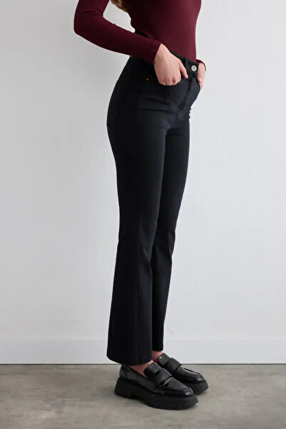 Gusto Denim Black Flare Pantolon - Siyah