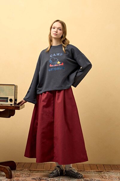 Ceylan Otantik Ανθρακί Snoopy με στάμπα 3 σκέλη Crop