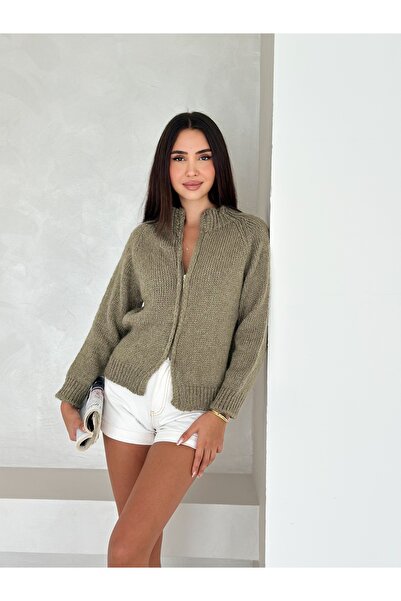 b buhari bykoc High Neck Zippered Knitwear Cardigan