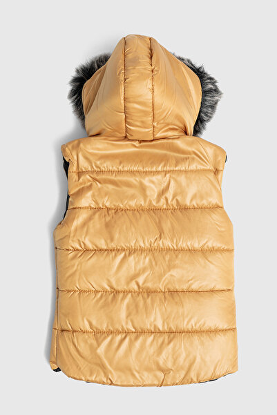 Go Veform Girls' Vest with Fur Hood and Fiber Filling Inside