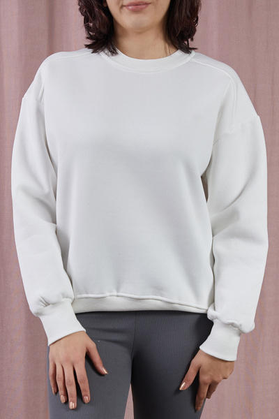 DPARİS Crew Neck Three Thread Ribbed Basic Sweatshirt