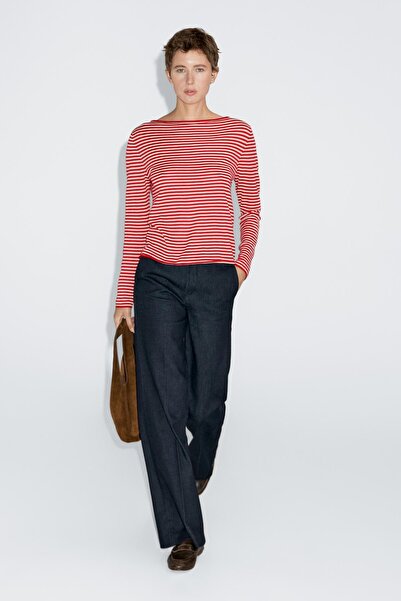 Massimo Dutti Çizgili uzun kollu triko kazak