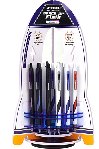 Writech Rotating display of quick-drying gel rollerball pens Space Up Writech, 0.7mm, 33 pcs/set