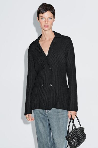 Massimo Dutti %100 yün kruvaze hırka