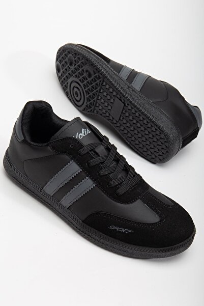 Dilimler Ayakkabı Чоловічі спортивні кросівки Чорні Samba Модель Тонка підошва Шнурівка