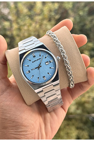 Tulpar Special Supleon Series Steel Band Steel Case Men's Wristwatch with Bracelet Gift