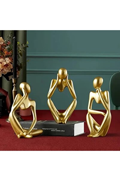 Dekorasi Üçlü Düşünen kadın ( Görmedim, Duymadım, Bilmiyorum) Soyut Biblo