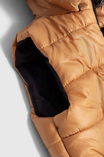 Go Veform Men's Vest with Fiber Filling Inside and Fur Hood