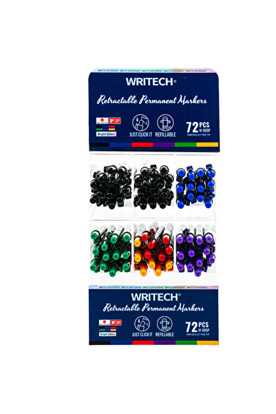 Writech Retractable permanent marker display with 36 refills, 72 pcs/set