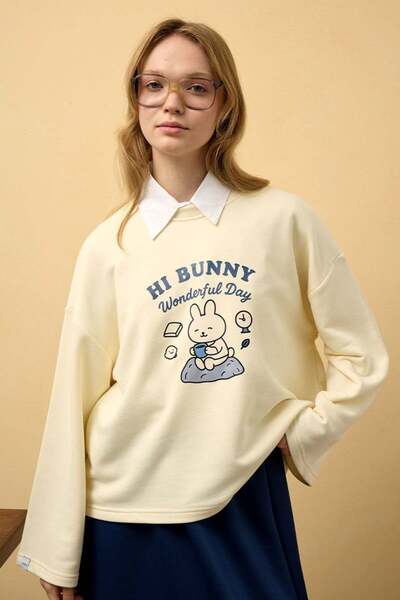 Ceylan Otantik Butter Yellow Rabbit Printed 3-Strand Bodysuit