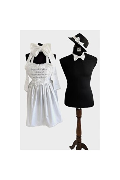 OEM Set dezgatit mireasa si mire, 4 piese sort, esarfa, palarie, papion, personalizat