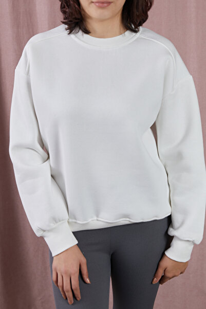 DPARİS Crew Neck Three Thread Ribbed Basic Sweatshirt