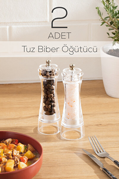 Porsima Baharat Öğütücü 2li Set Değirmen Baharat Değirmeni El Değirmeni Tuz Karabiber Öğütücü Baharatlık