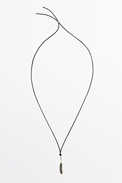 Massimo Dutti Deri pod uçlu kolye