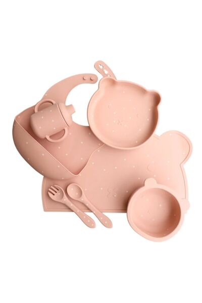 OEM Σετ σίτισης σιλικόνης για μωρά και παιδιά, 7 τεμάχια, ροζ