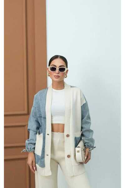 PREMİER VİE jachetă cardigan din denim supradimensionată