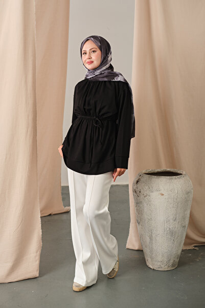 LOCCO Women's Elastic Waist Tunic Black