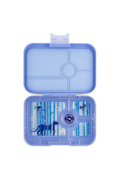 YumBox Leakproof Tapas Bento Lunch Box - 4 Compartment - Hazy Blue with Panther Tray