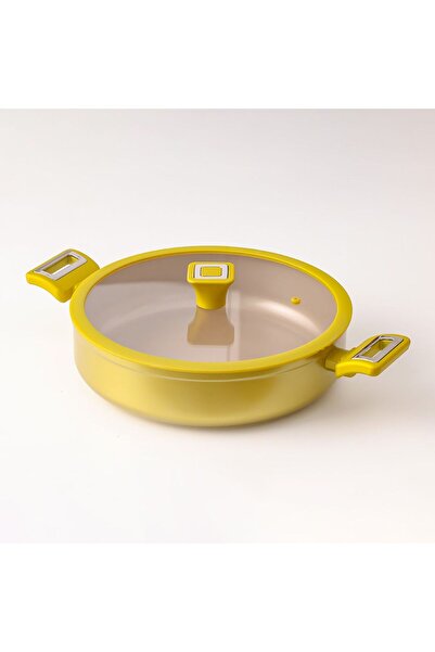 Danube Home مقلاة شيف ديلايت بريليانت الضحلة 28 سم - مقلاة بغطاء غير لاصق، خالية من حمض بيرفلورو الأوكتانويك، تعمل بالحث