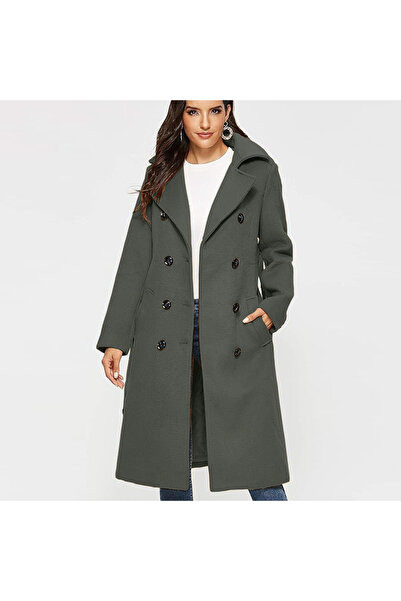 Sacrosa Aksesuarlı Kaşe Kaban Kemer Detaylı