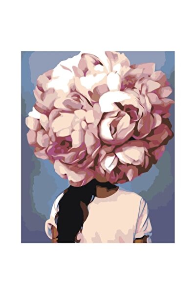 Painting by numbers Set pictura pe numere Fata cu bujor roz, panza bumbac pe ...