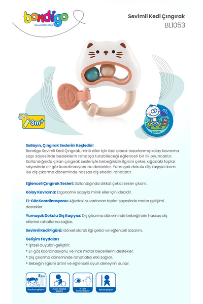BONDİGO BL1053 Sevimli Kedi Çıngırak