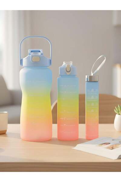 Trendmiya Light Blue 3-Piece Lockable Water Bottle
